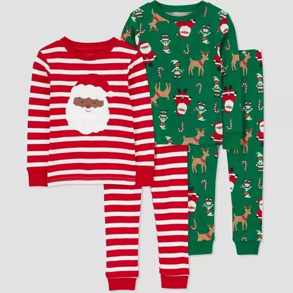 4 Piece Carters Just One You Christmas Pajamas 12 Months - Picture 1 of 4